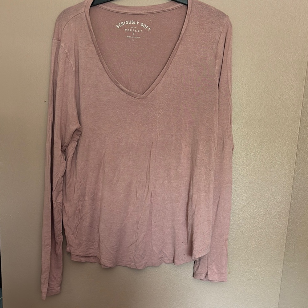 Aeropostale Pink Relaxed Long Sleeve Blouse